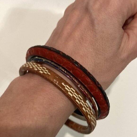 SET OF THREE 3 Brown Boho Bangle bracelets​​​​​​ - Picture 8 of 9